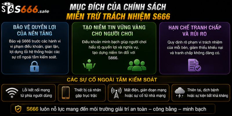 Miễn Trừ Trách Nhiệm S666 – Quy Định Quan Trọng Người Chơi Cần Biết Mục Đích Của Chính Sách Miễn Trừ Trách Nhiệm S666