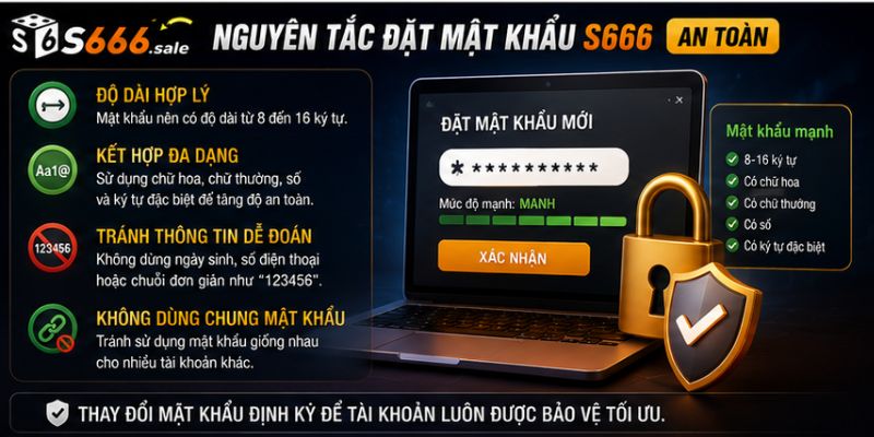 Đổi Mật Khẩu S666 – Hướng Dẫn Bảo Mật Tài Khoản An Toàn Nguyên tắc đổi mật khẩu S666 an toàn